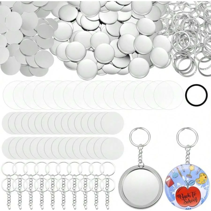

Tondiamo 100 Sets 58 Mm/ 2.25 Inch Button Maker Keychains Supplies Metal Button Badge Sets Including Metal Shell Plastic Film B