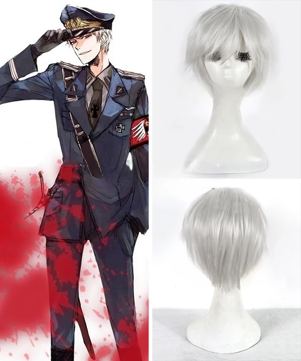 

Синтетический парик для косплея Axis Powers Hetalia, Германия, Гилберт билшит, серебристый