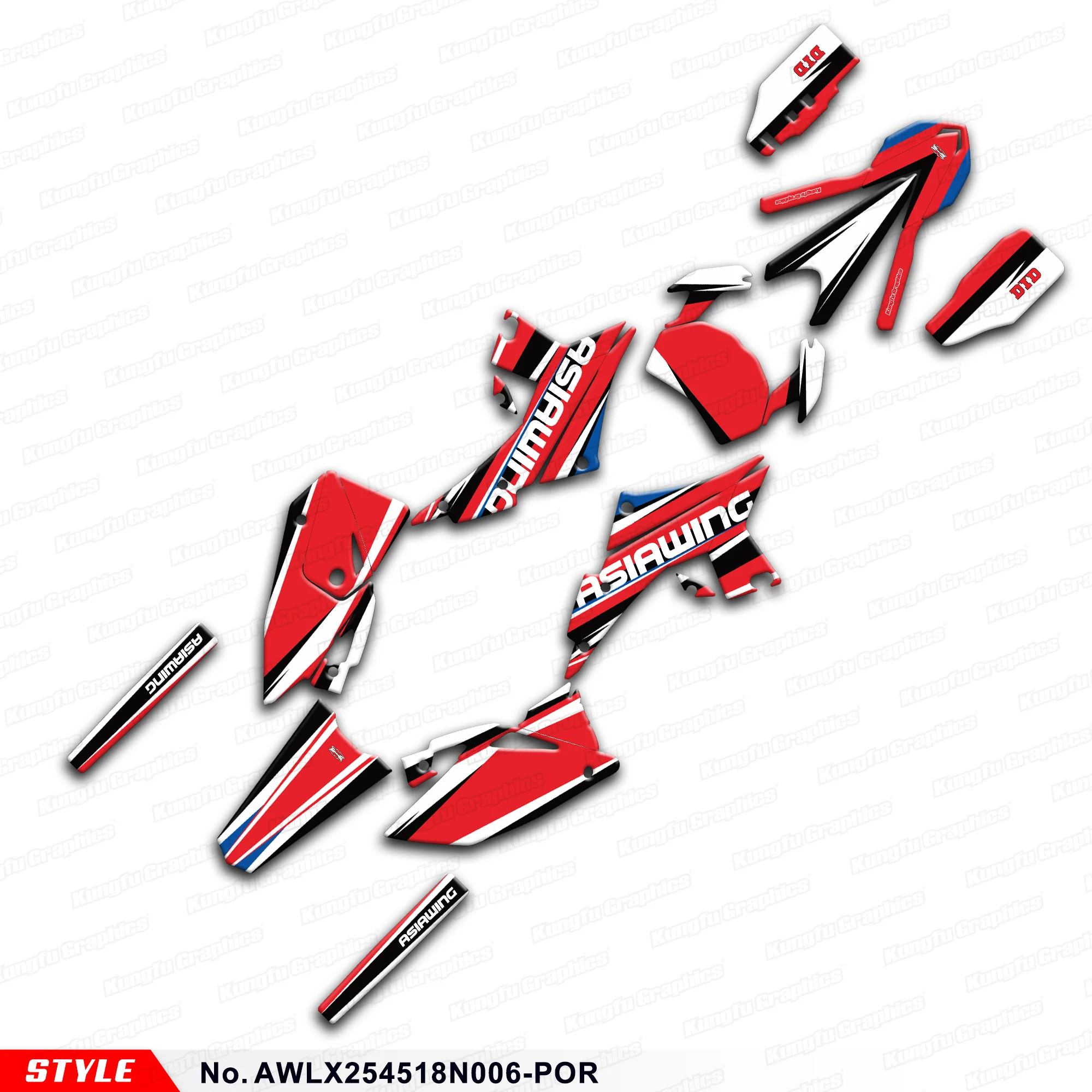 

JY RACING Custom Stickers Complete Wrap Design for Asiawing LX250 LX450 2018 2019 2020 2021 2022 2023 2024, AWLX254518N006-POR