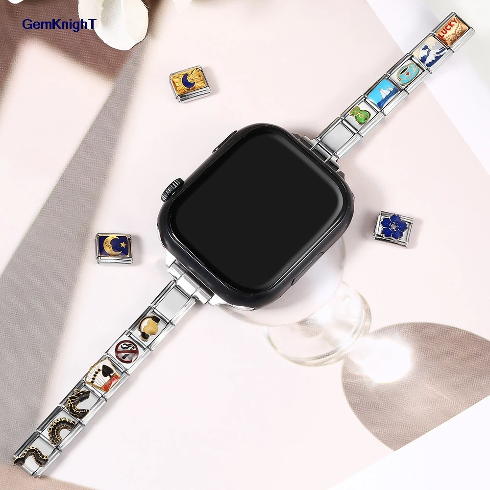 Charm-Perlenkette, 14 mm, Armband-Stecker-Adapter, passend für 42/43/44/45/46 mm Smartwatch, italienisches DIY-Edelstahl-Schmuckzubehör – Detail 4