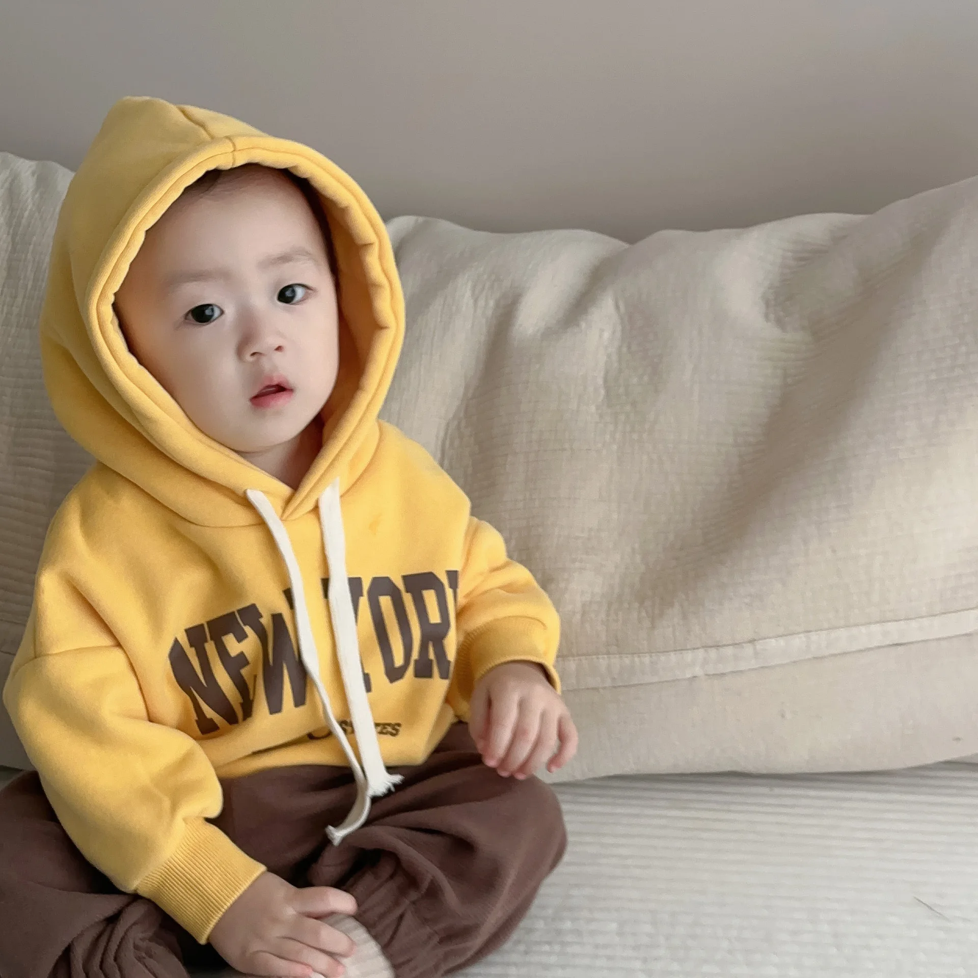 2024 Autumn New Baby Long Sleeve Hooded Sweatshirt Cotton Infant Boy Girl Letter Print Hoodie Children Versatile Casual Pullover