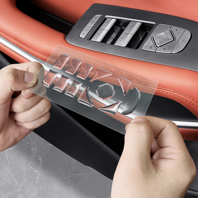 For BYD TANG L EV/DM Sealion 8 2025 2026 Rear Seat Heating Car Door Glass Lifting Button Epoxy Protective Stickers Accessories