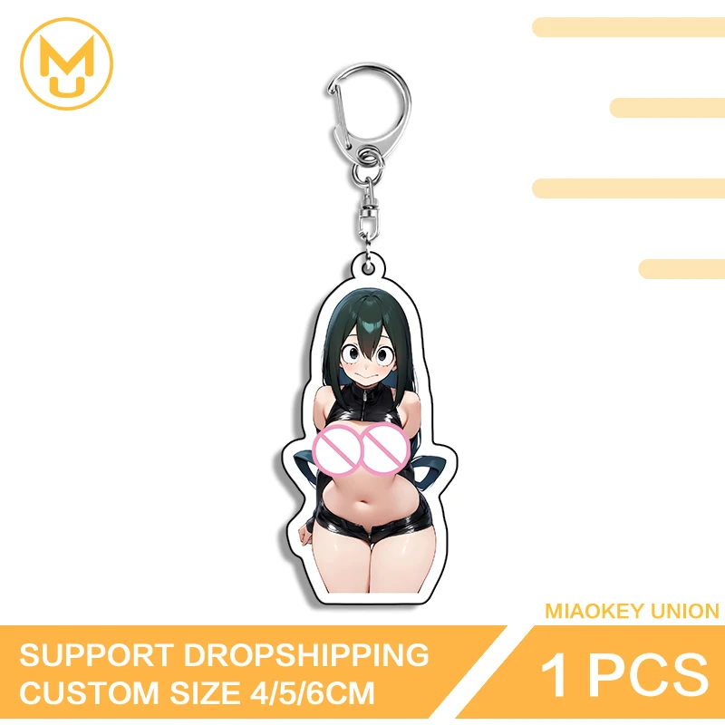 Beautiful Anime Figure Asui Tsuyu Seductive Waifu Attractive Double Sided Acrylic Keyring Elf Like Glaring Anime Peripherals