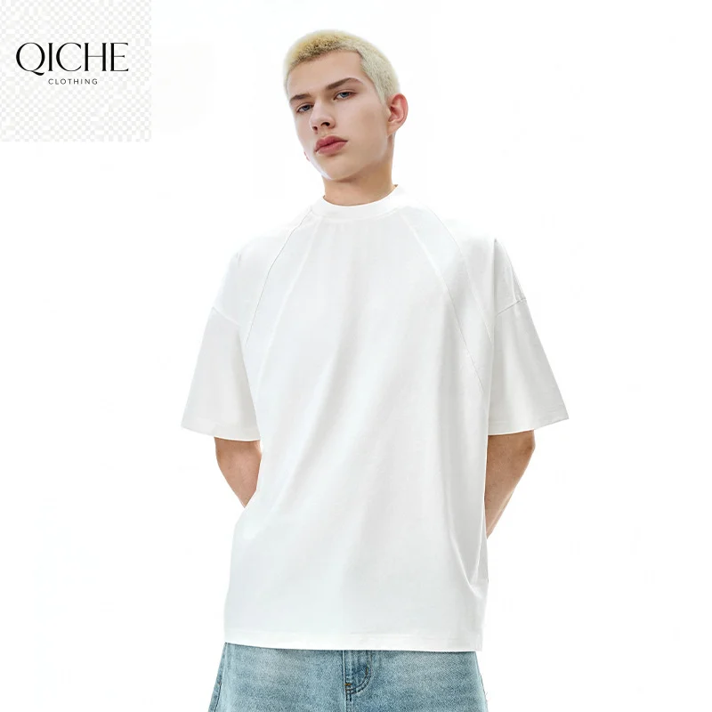 QICHE 2026 Spring Summer Short Sleeve Tee Men Heavyweight Deconstructed Splicing Casual Daily Top