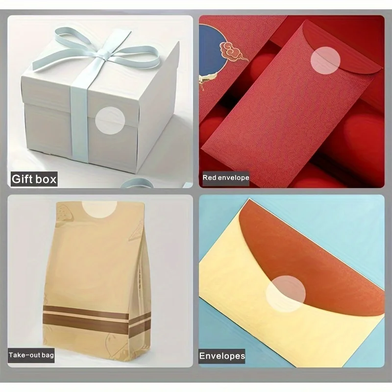 1000pcs/roll Self-adhesive Stickers, Round Sealing Stickers, Clear Round Labels for Envelopes, Boxes and Gift Wrap