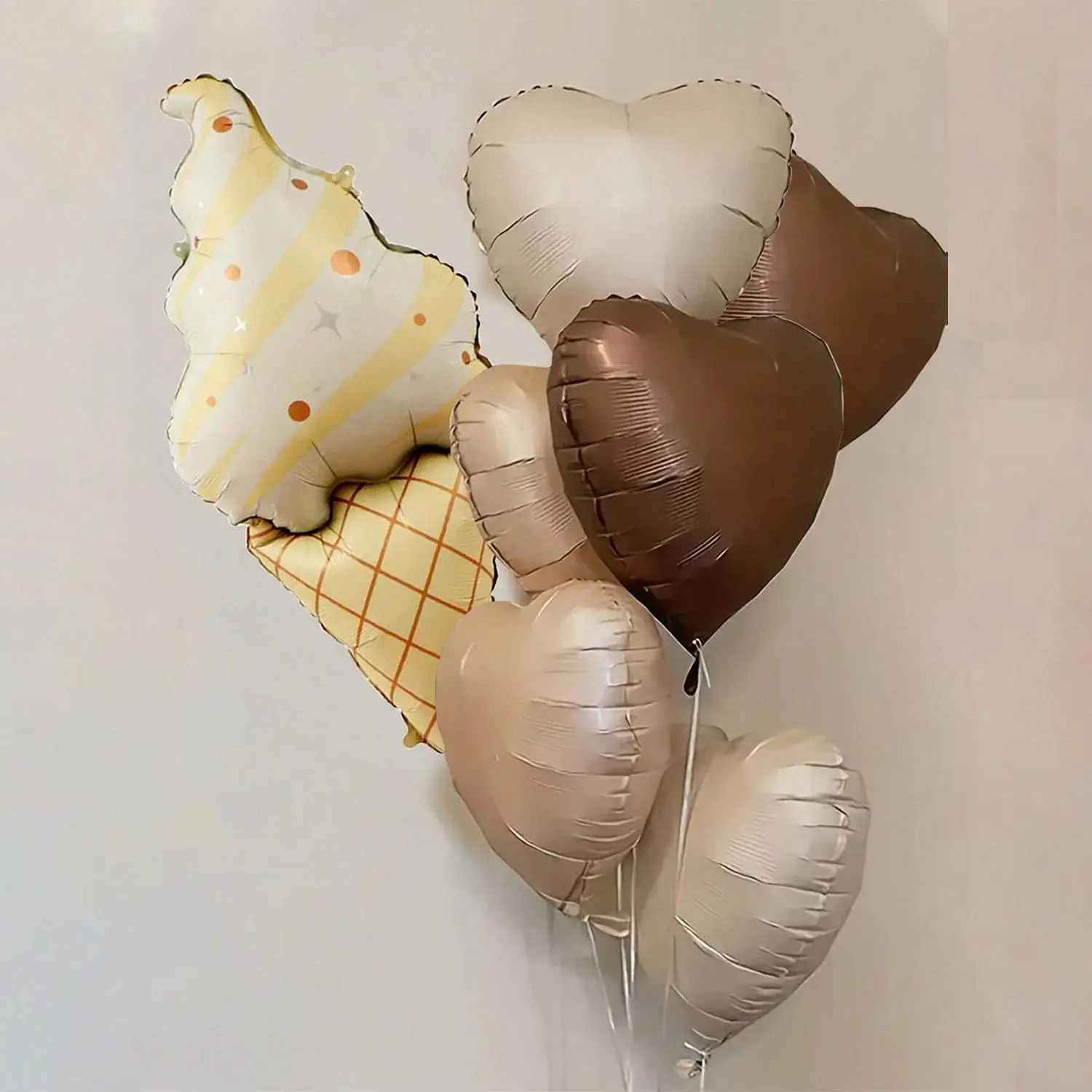 6 Stück matt gefrostete Braunbär-Aluminiumfolienballons Retro Karamell cremeweiße Liebesballons Geburtstagsfeier Festival Feier