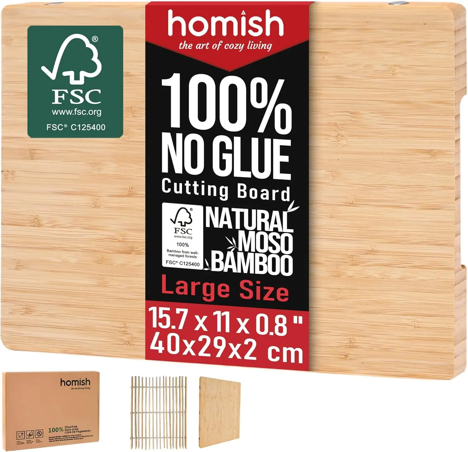 Large Bamboo Cutting Board with Handle, 0.8