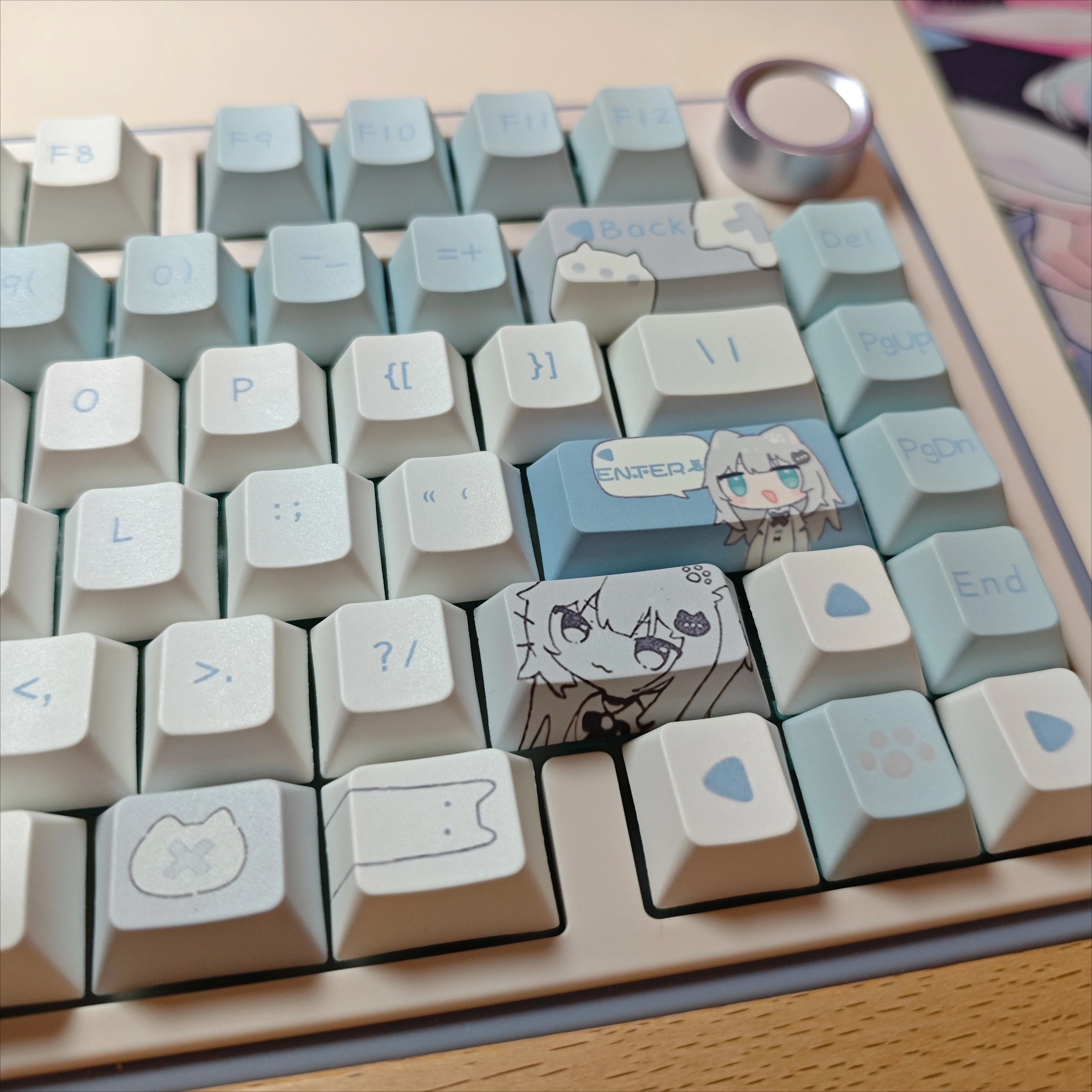 오리지널 귀여운 Nachoneko Keycaps 108 키 BPT Thermosublimation MOA 체리 프로파일 MX 스위치 기계식 키보드 캡