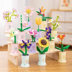Bouquet Flower Bricks Construction Set Micro Particle Building Block Toy for Children Girl 6 to 10 Year Old Block Assembling Toy