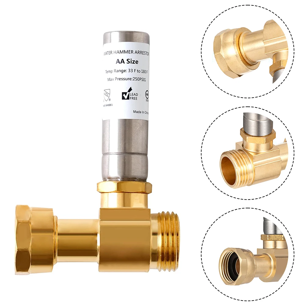 3/4" NH Thread Stainless Steel Washing Machine Water Hammer Arrester Arrester Brass Water Hammer Arrestors