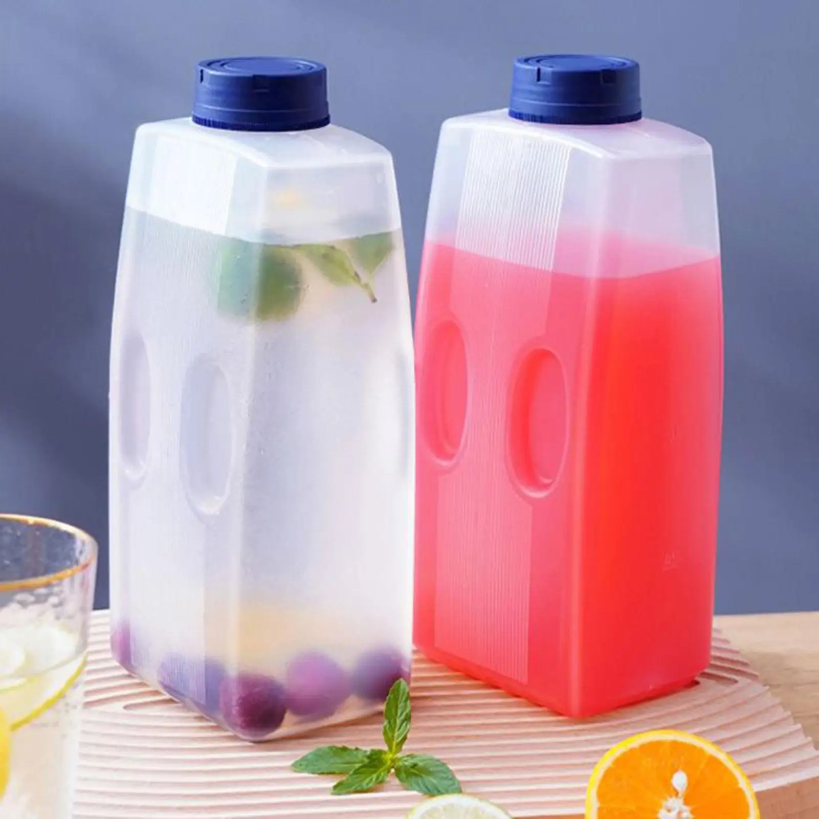 2L Juice Container Empty Bottle for Cold Drinks Fridge Cooling Beverage Dispenser with Lid for Milk Soda Coffee Hot Weather