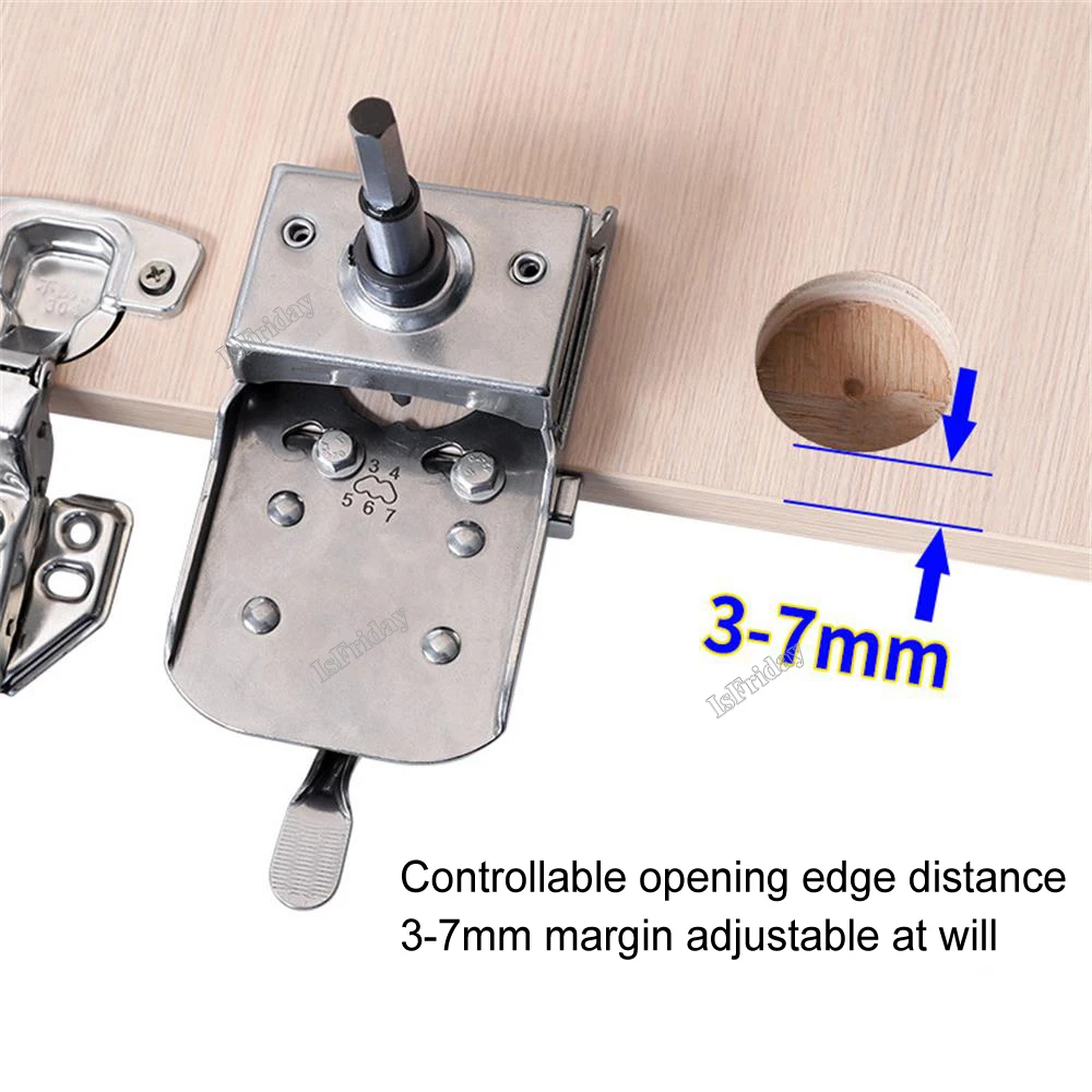 Imagem -04 - Carpintaria Hole Drilling Guide Locator Dobradiça Chato Jig com Fixação Plástico de Alumínio Buraco Opener Template Porta Armários 35 mm