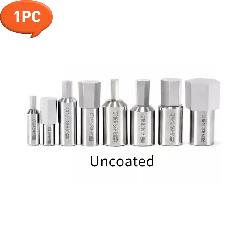 

1PC CT08 CT12 CT16 HSS Rotary Broach Punching Cutter Tool 8mm Shank Inner Hexagon for Copper Aluminum Processing Uncoated