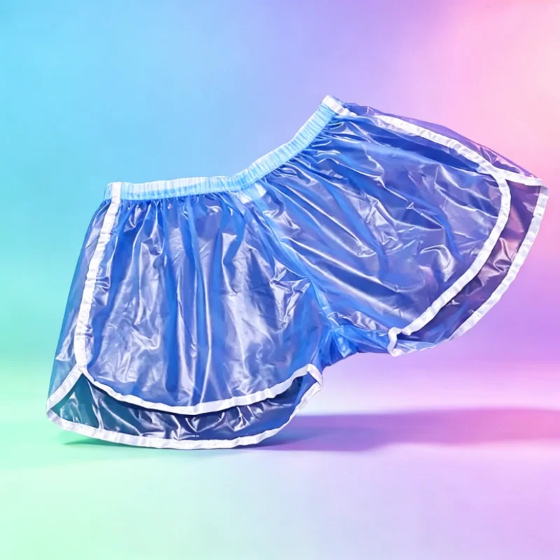 PVC Couple Semi Transparent Boxer Shorts Sexy Waterproof Plastic Wrapped Edge Rounded Briefs Loose Soft Leak Proof Diaper Shorts