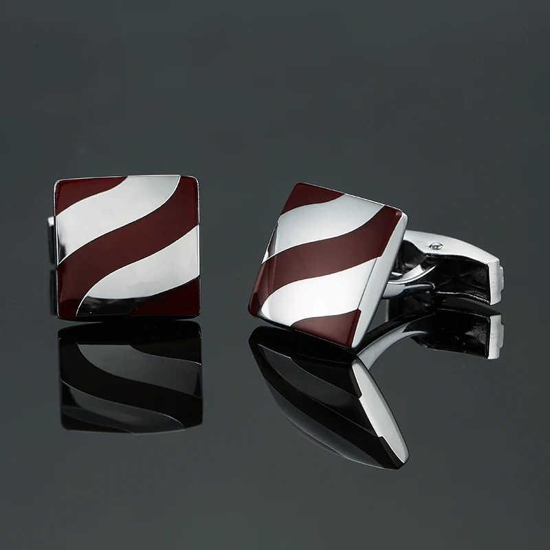 Men's French shirt cufflinks copper material square red snake stripe cufflinks fashion clothing accessories wholesale