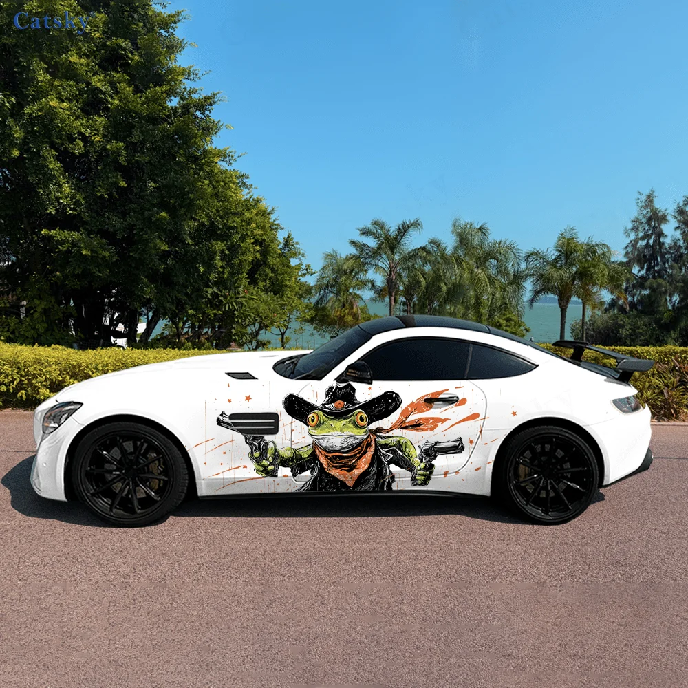 

Ковбойская лягушка, красочные автомобильные виниловые наклейки, самоклеящаяся наклейка из ПВХ, подходит для грузовиков, внедорожников, украшения, автоаксессуары, подарок