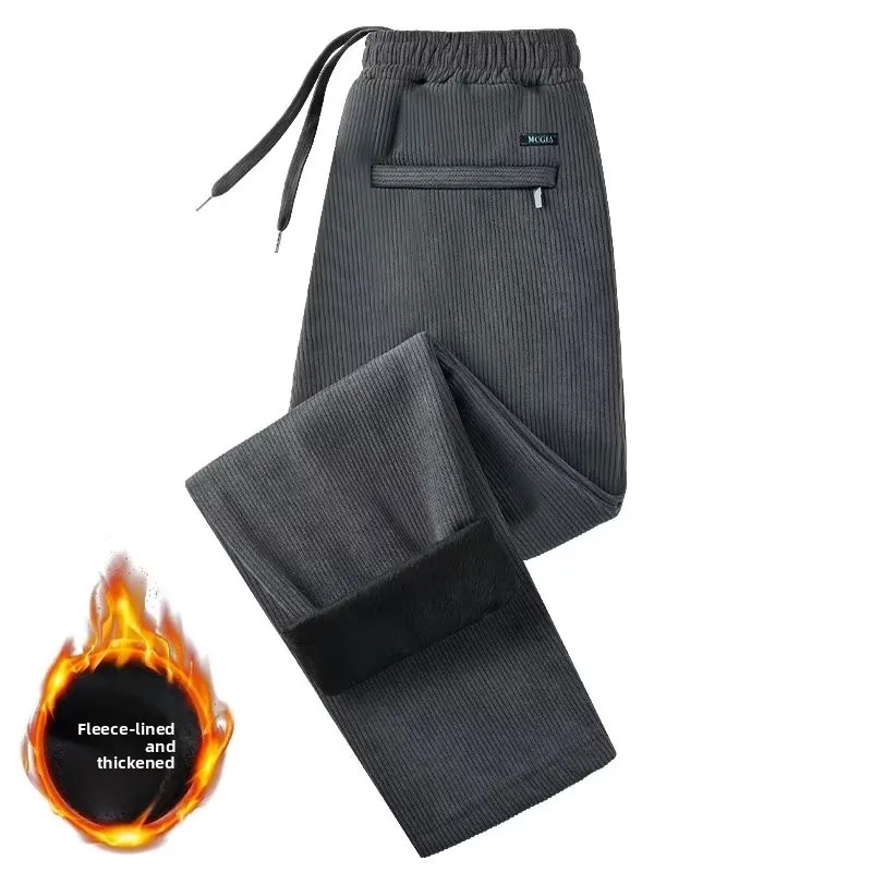 

Autumn Winter New Style Women's Corduroy Drapey Pants Straight Leg Versatile Warm Casual Trousers plus Size Fleece Lined Thic...