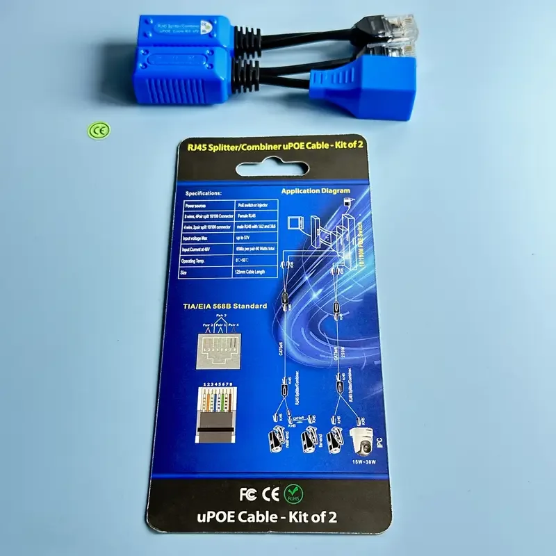 CCTV RJ45 splitter combiner uPOE cable kit POE Adapter Cable Connectors Passive Power Cable For IP Camera