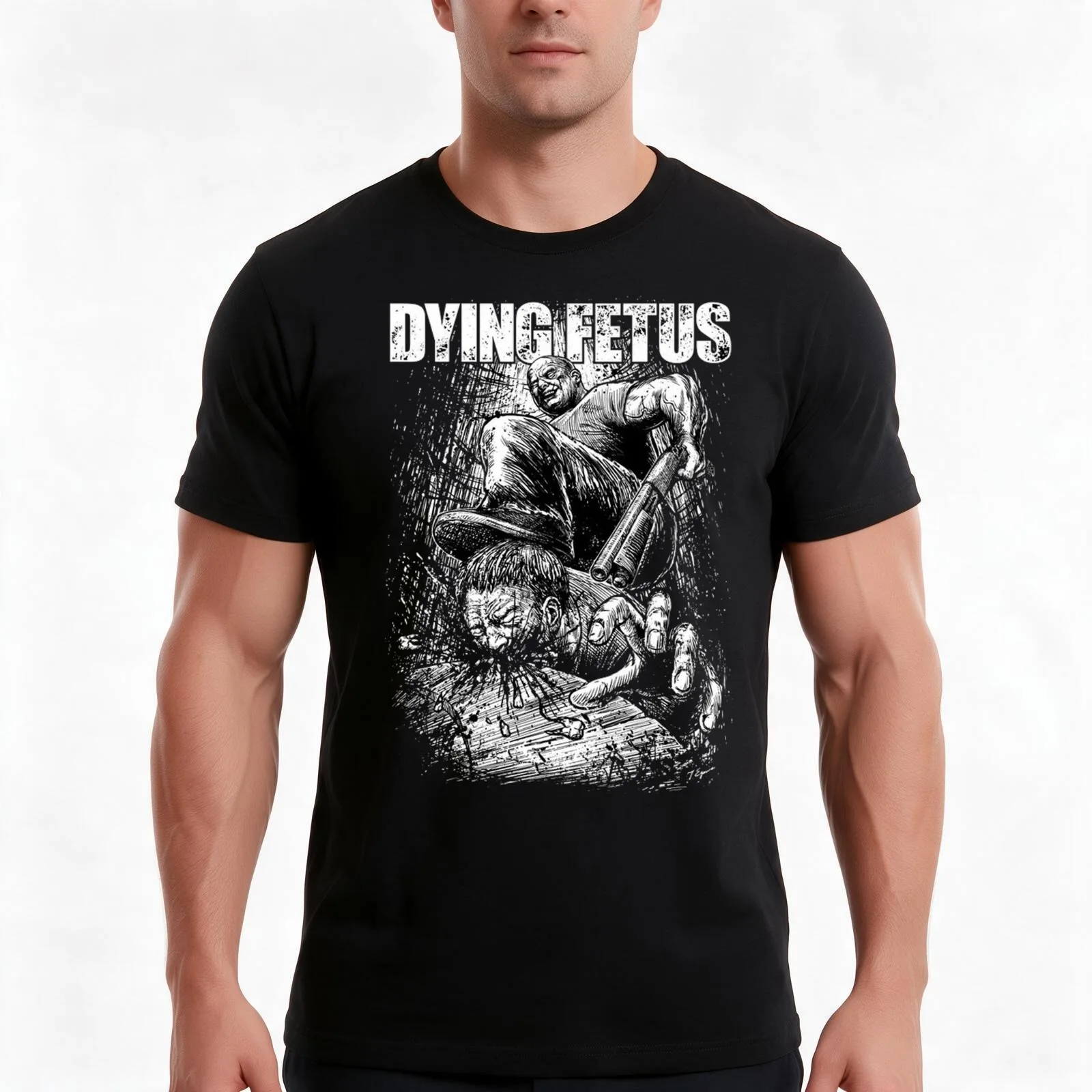 dying-fetus T-Shirt, Summer Casual Cotton Tee, Oversized Streetwear Tops, Vintage Graphic Print, Loose Fit Short Sleeve