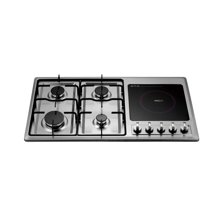 Cuisinière à gaz en acier inoxydable, 5 réchauds, équipement domestique, en stock, nouveau