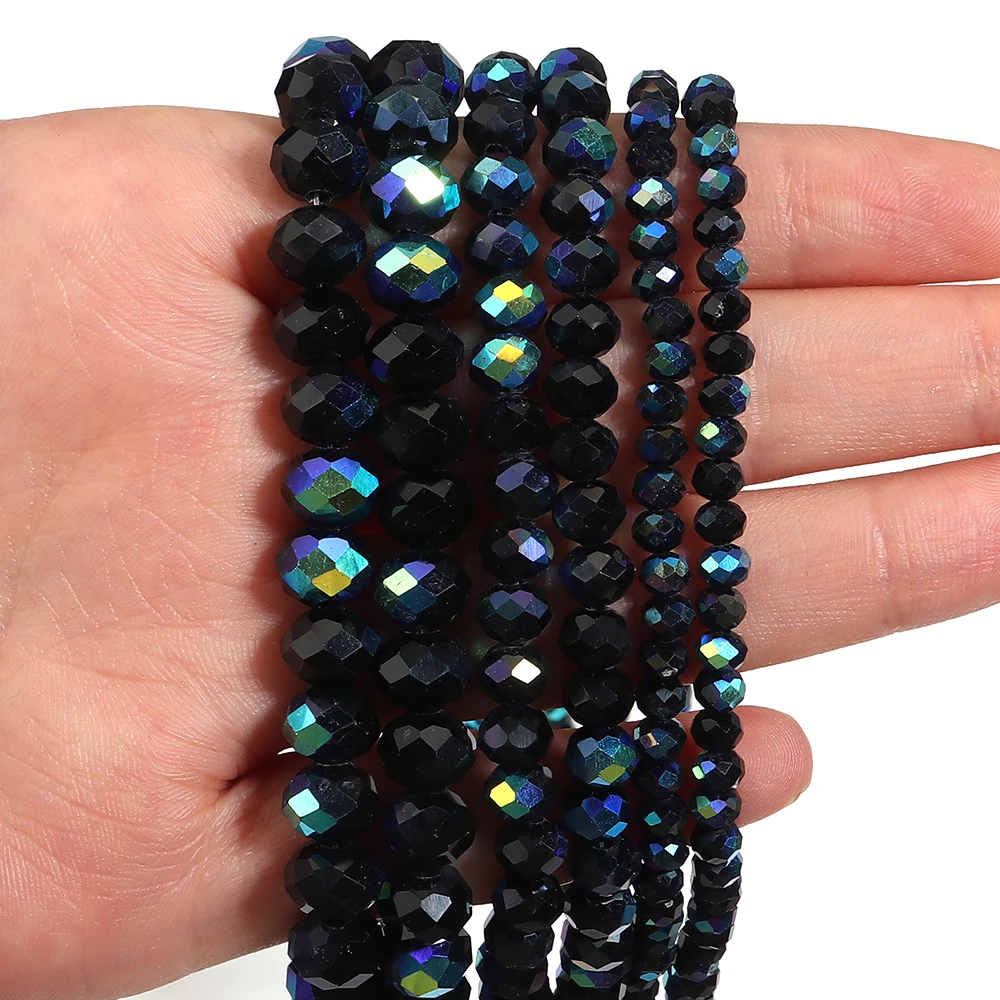 Natürliche Facettierte Stein Schwarz Turmalin Lose Spacer Perlen Für Schmuck Machen DIY Armband Ohrringe Zubehör 4mm/6mm/8mm 15''