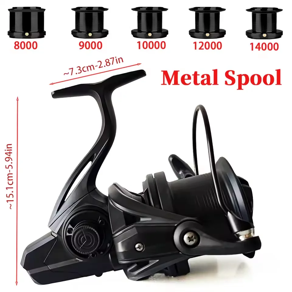 Carrete spinning M 8000-14000 arrastre 20KG para carpa y mar - imagen 3