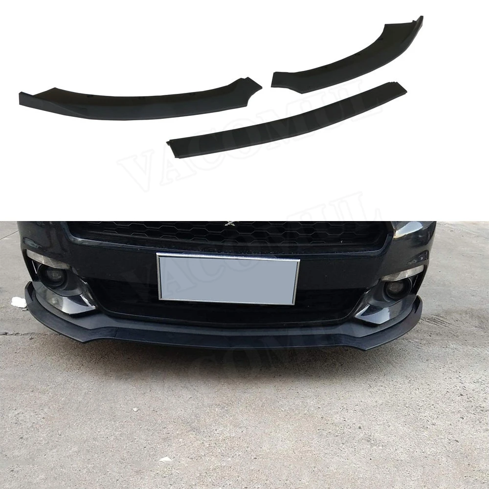 

VACOMUL 3PCS Carbon Fiber Front Lip Spoiler Bumper Splitters Aprons For Ford Mustang 2015-2017 Not for Shelby GT350 ABS