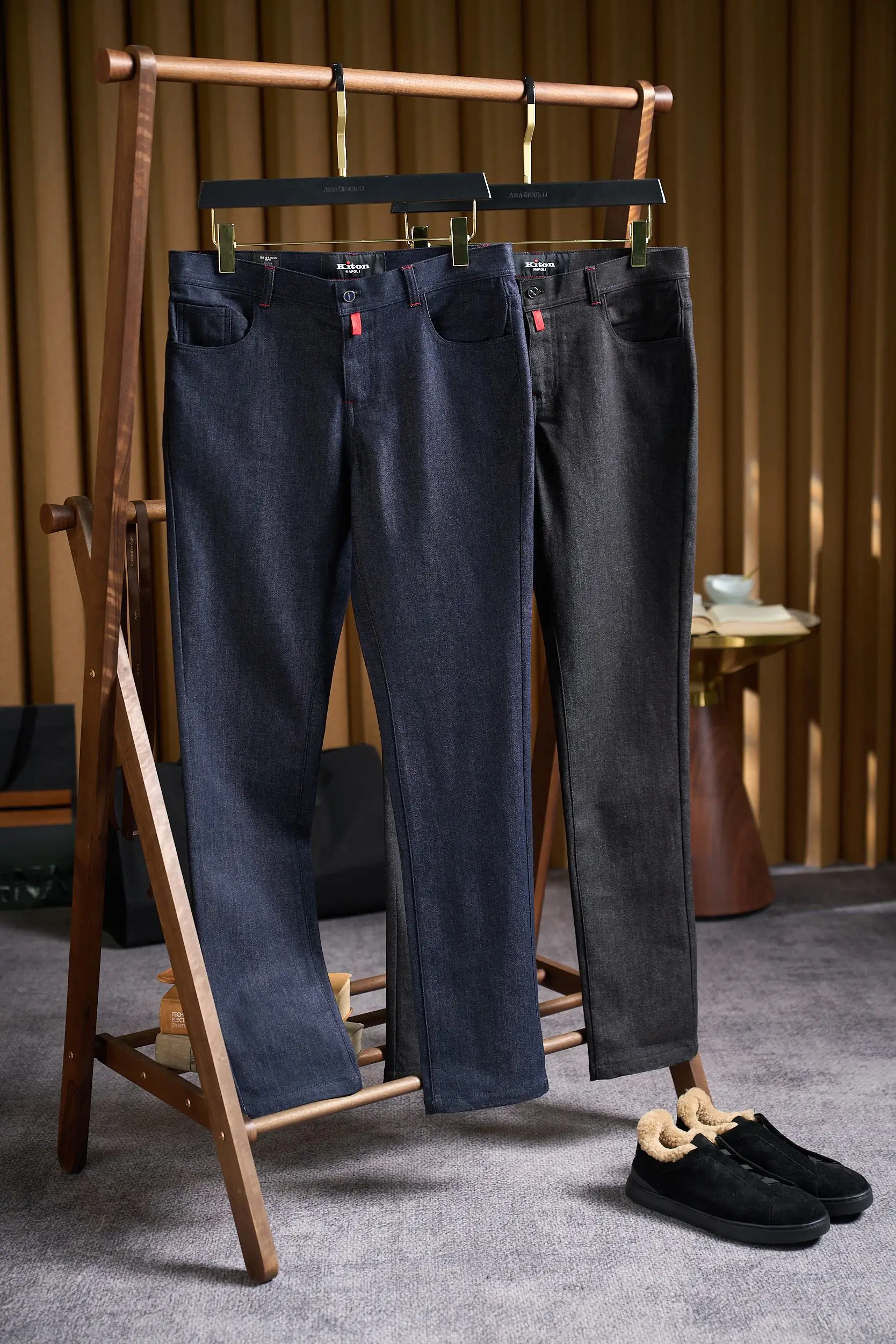 Kiton Classic Thin Velvet Thermal Long Staple Cotton Jeans