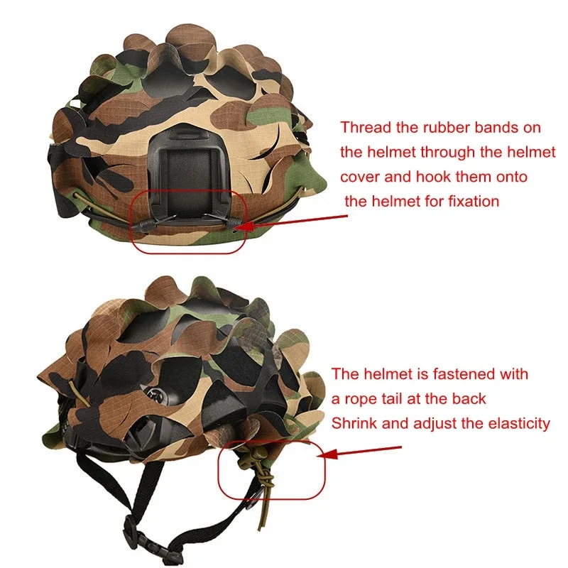 ثلاثية الأبعاد كامو سريع خوذة غطاء حامي الليزر قطع التمويه ورقة شكل سكريم خوذة القماش خوذات الصيد اكسسوارات