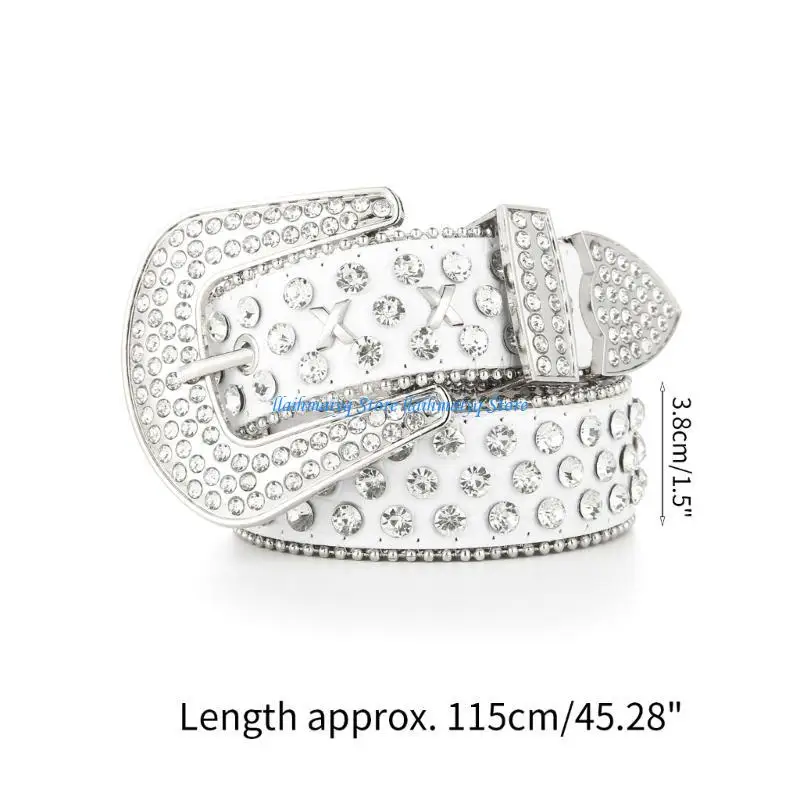 573B أحزمة حجر الراين للمرأة الرجل قابل للتعديل دبوس مشبك حزام لبنطلون معطف الجينز