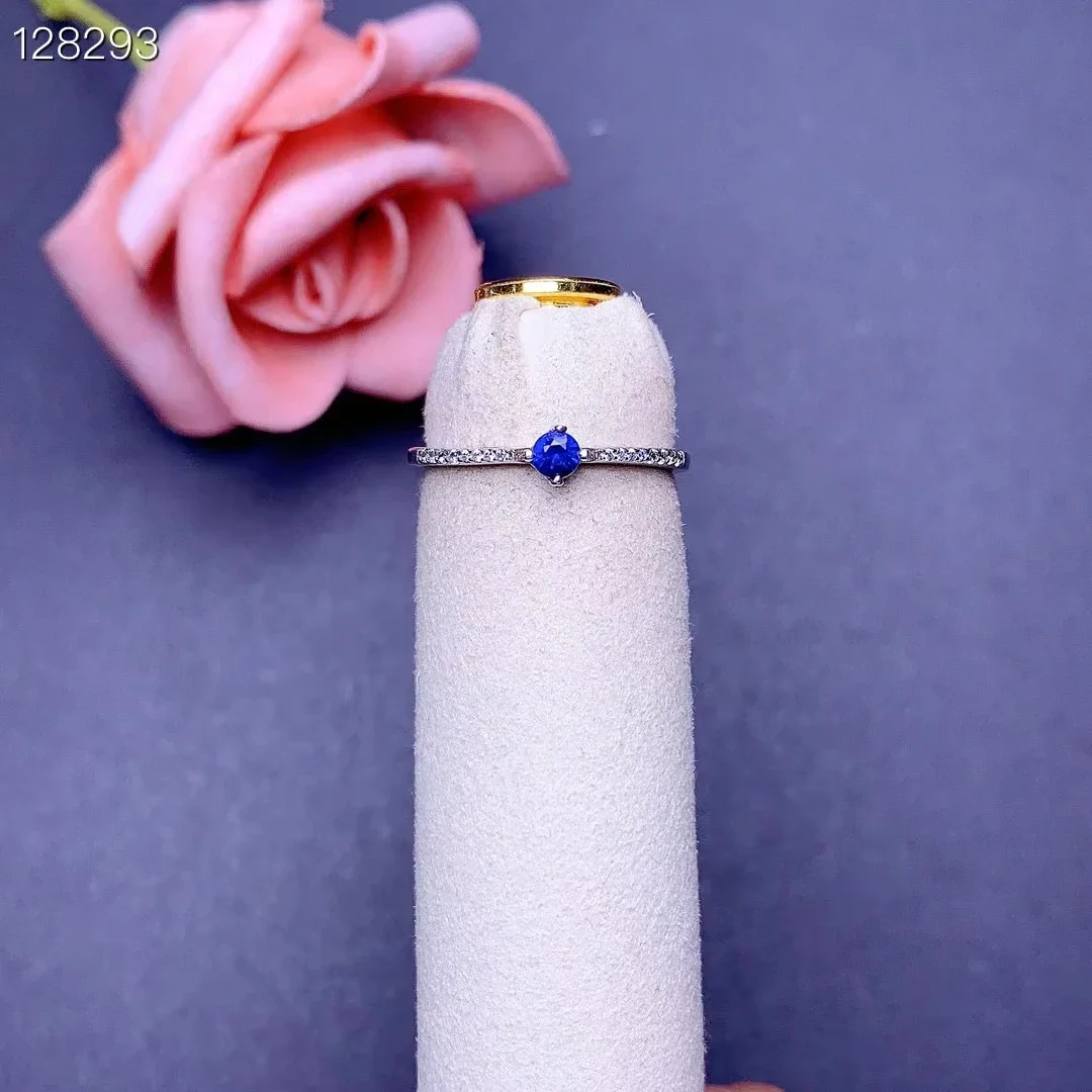 Thinest 925 Silver Ring for Daily Wear 3mm 0.1ct Natural Sapphire Ring 18K Gold Plated Genuine Blue Sapphire Jewelry