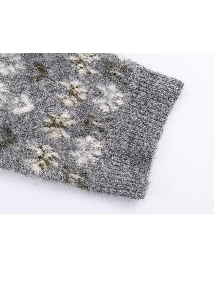 

HH женский зимний модный универсальный вязаный свитер с круглым вырезом и принтом, пуловер, топ, женский уличный повседневный свитер с длинными рукавами