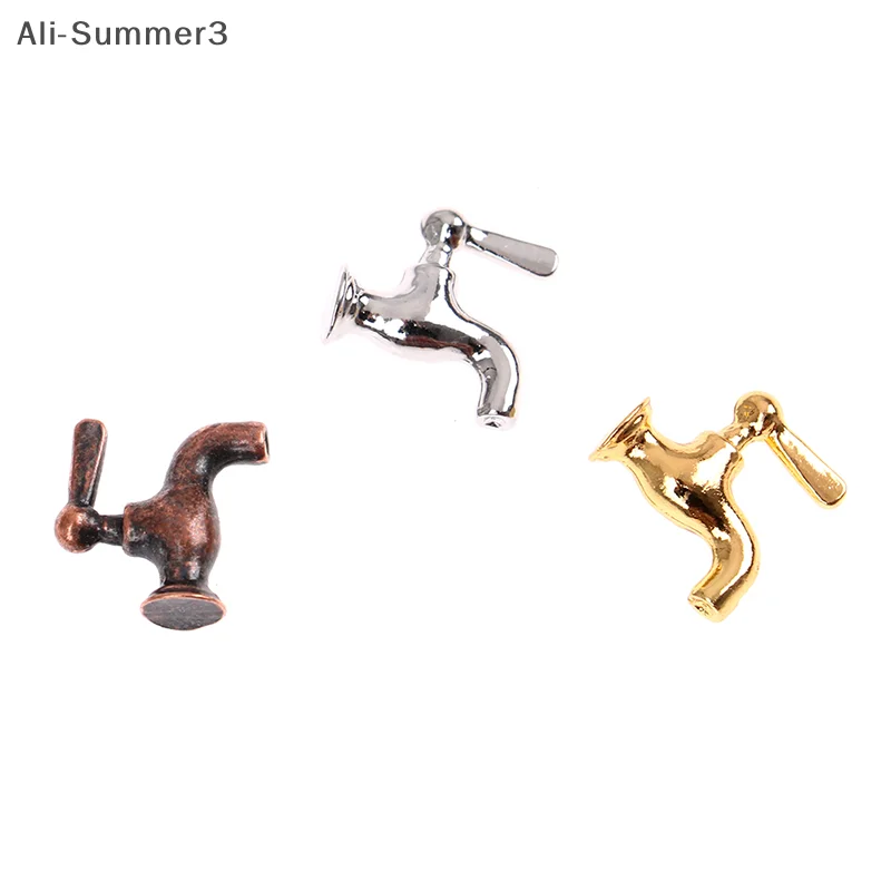 4pcs/set 1:12 Dollhouse Miniature Metal Water Tap Faucet Bathroom Accessories