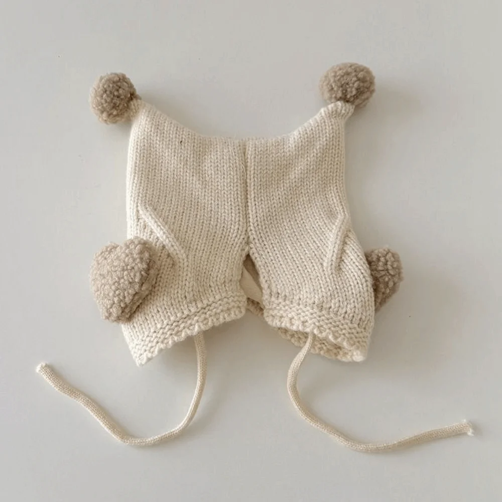 

Милая зимняя детская вязаная шапка, морозостойкая вязаная шапка для малышей 6-24 месяцев, однотонная дышащая шапка для защиты ушей