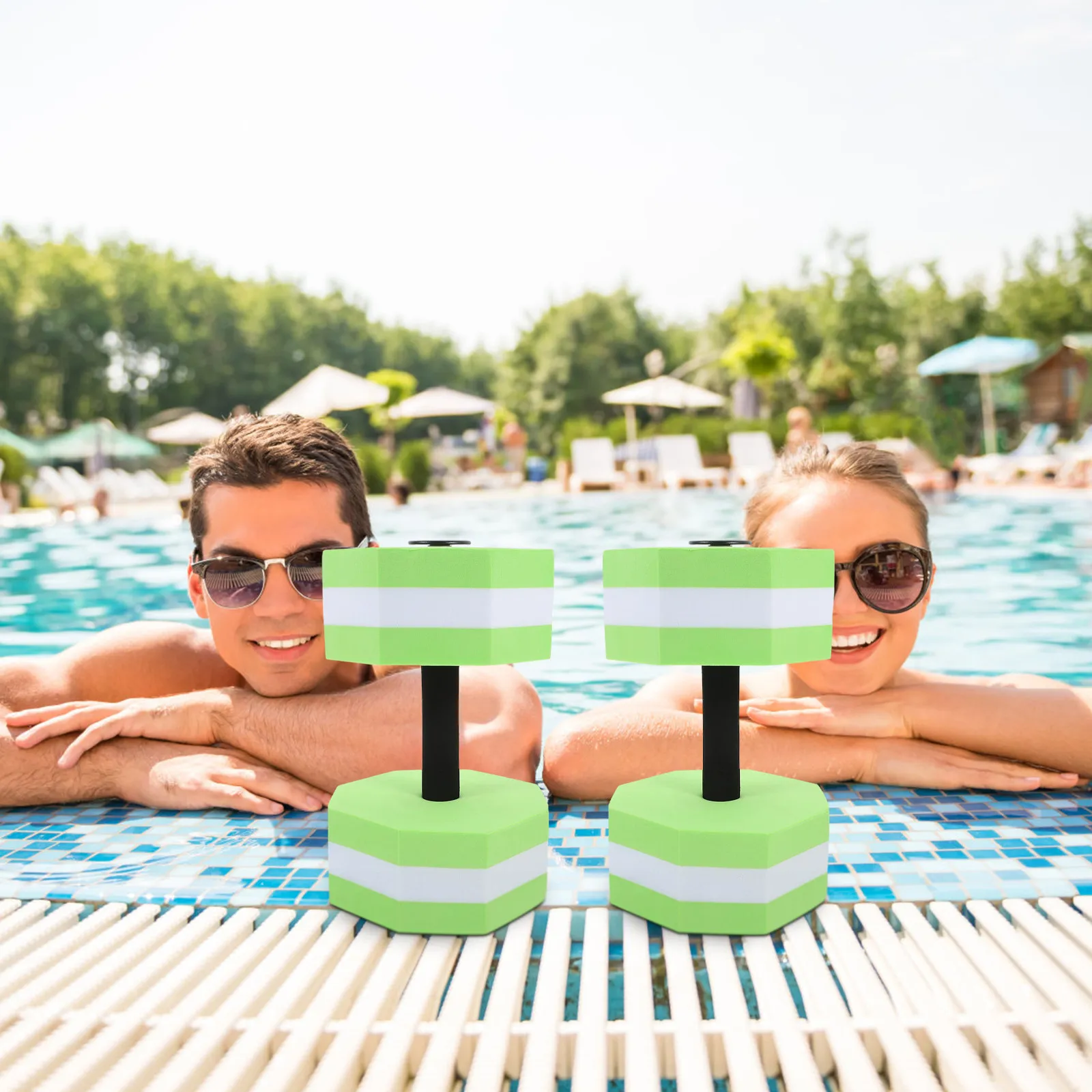 Water Dumbbells 2 Pack for Pool Exercise Aquatic Fitness Weights Comfort Grip for Shallow Deep Water