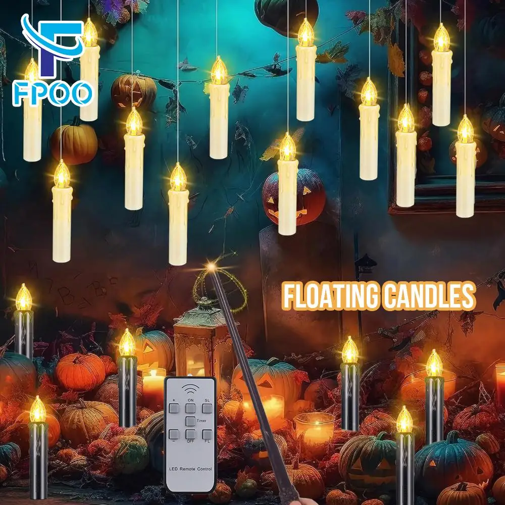 LED Candle With Flashing Flames Magic Stick Remote Control New Year Floating Candles Christmas Candles Halloween Decorations