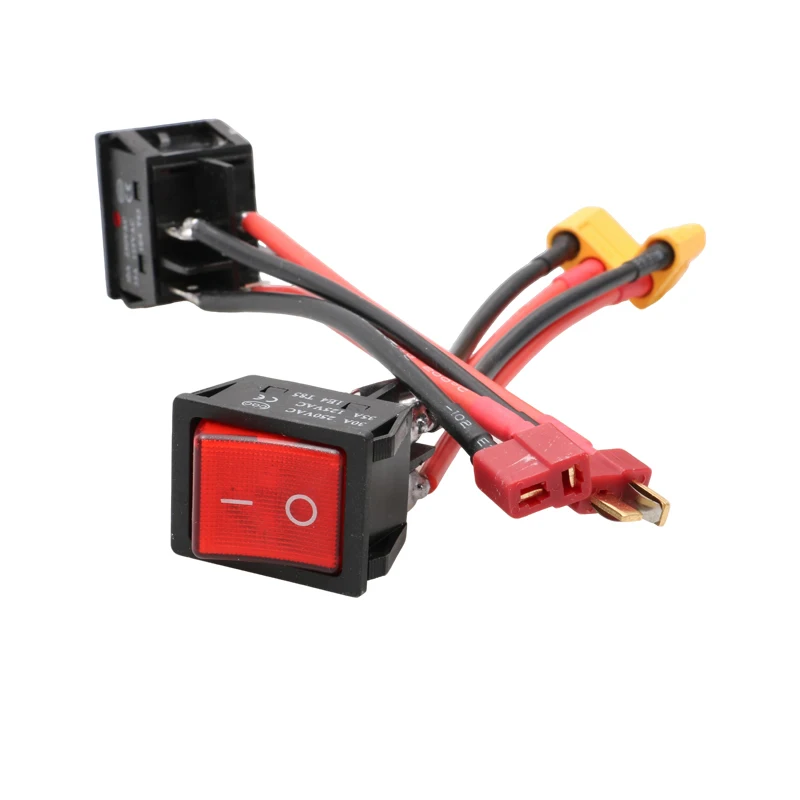 2PCS For RC Boat DC 12V 24V Brush Motor Switch 30A Large Current Two-position Rocker Switch with T/XT60 Plug Connector DIY Parts