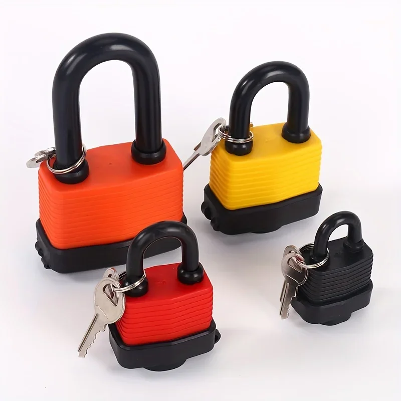 Waterproof Laminated Padlock with Keys, Long Shackle Outdoor Padlock, Anti Rust Safety Lock for Gate Shed Container