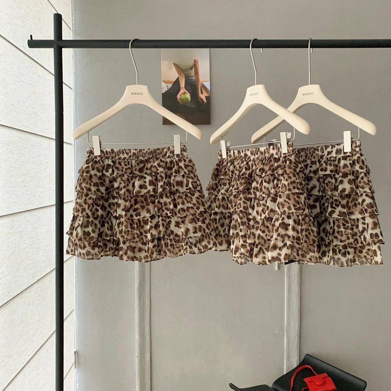 Leopard Print Fluffy Lotus Leaf Edge Cake Short Skirt Women's 2026 Spring and Summer Skirt