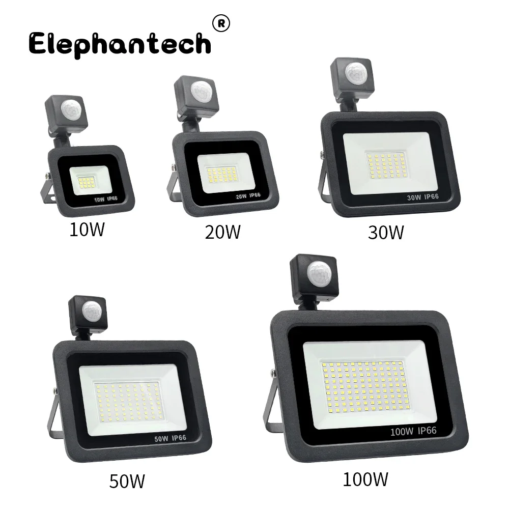 LED PIR 모션 센서 투광 조명, 야외 조명 스포트라이트, LED 프로젝터, 야외 램프 모션 감지기, 220V, 100W, 50W, 30W, 20W, 10W