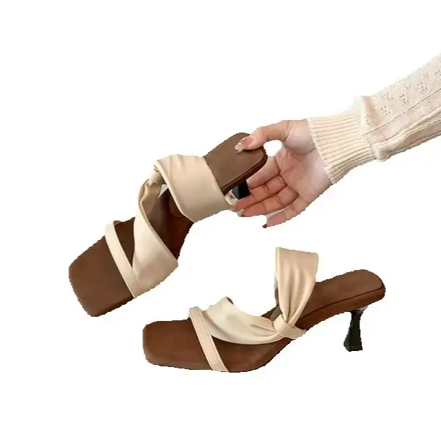 AIYKAZYSDL 2026 Wrap Strappy Mules Slides Kitten Heel Cut Out Shoes Sandals Flip Flop Slippers Pumps Fashion Women Streetwear