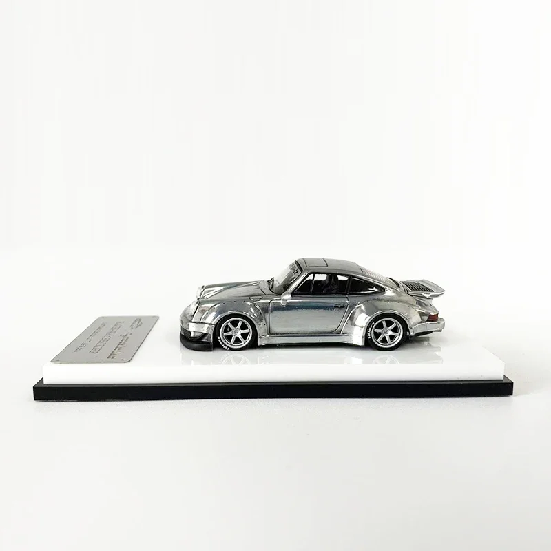 MC 1:64 Model Car RWB 930 Simulation Alloy Sport Vehicle GT Wing -Chrome Silver