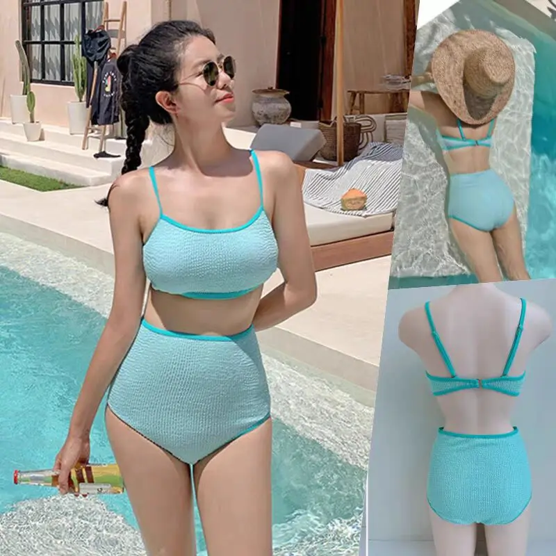 

2024 New Women's Bikini Swimsuit Sexy Small Chest Gathered Slimming Belly Covering Hot Spring Vaion Swimming Wear e