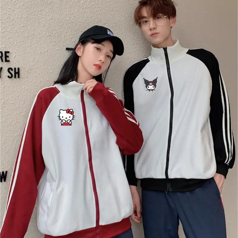 

Anime Hello Kitty Zip Up Sweatshirt Couple Outfit Jacket Sanrioed Kawaii Kuromi My Melody Cotton Spring Coat Loose Men Women Top