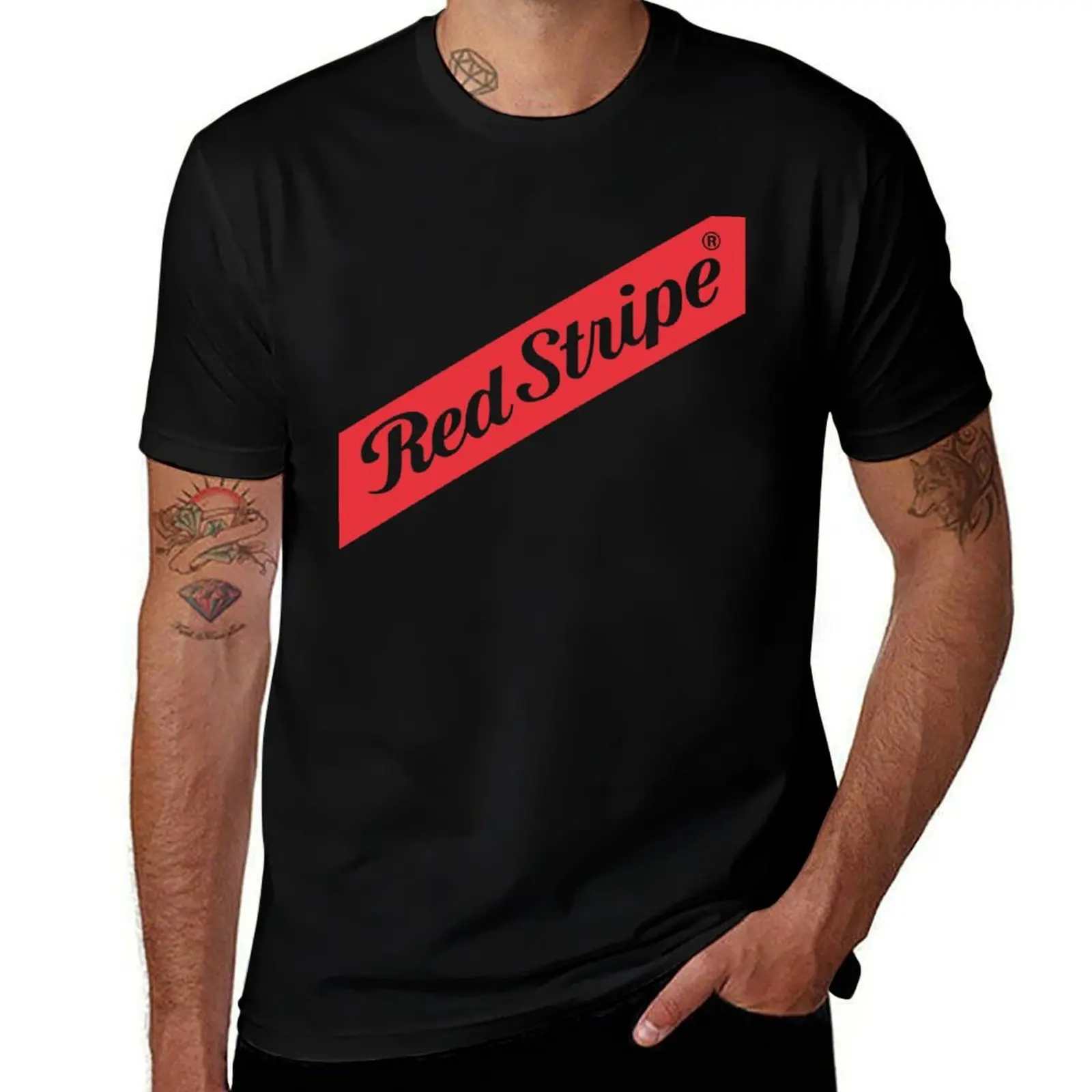 

red stripe T-Shirt printed t shirts for man funny t shirts cotton t shirts cotton 100% T-Shirt