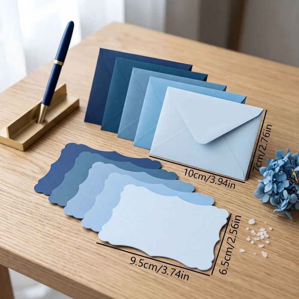 50Pcs Morandi Color Envelope Set With Envelope Blank Interior Mini Gift Card Wave Edge Greeting Card & Envelope Anniversary Card