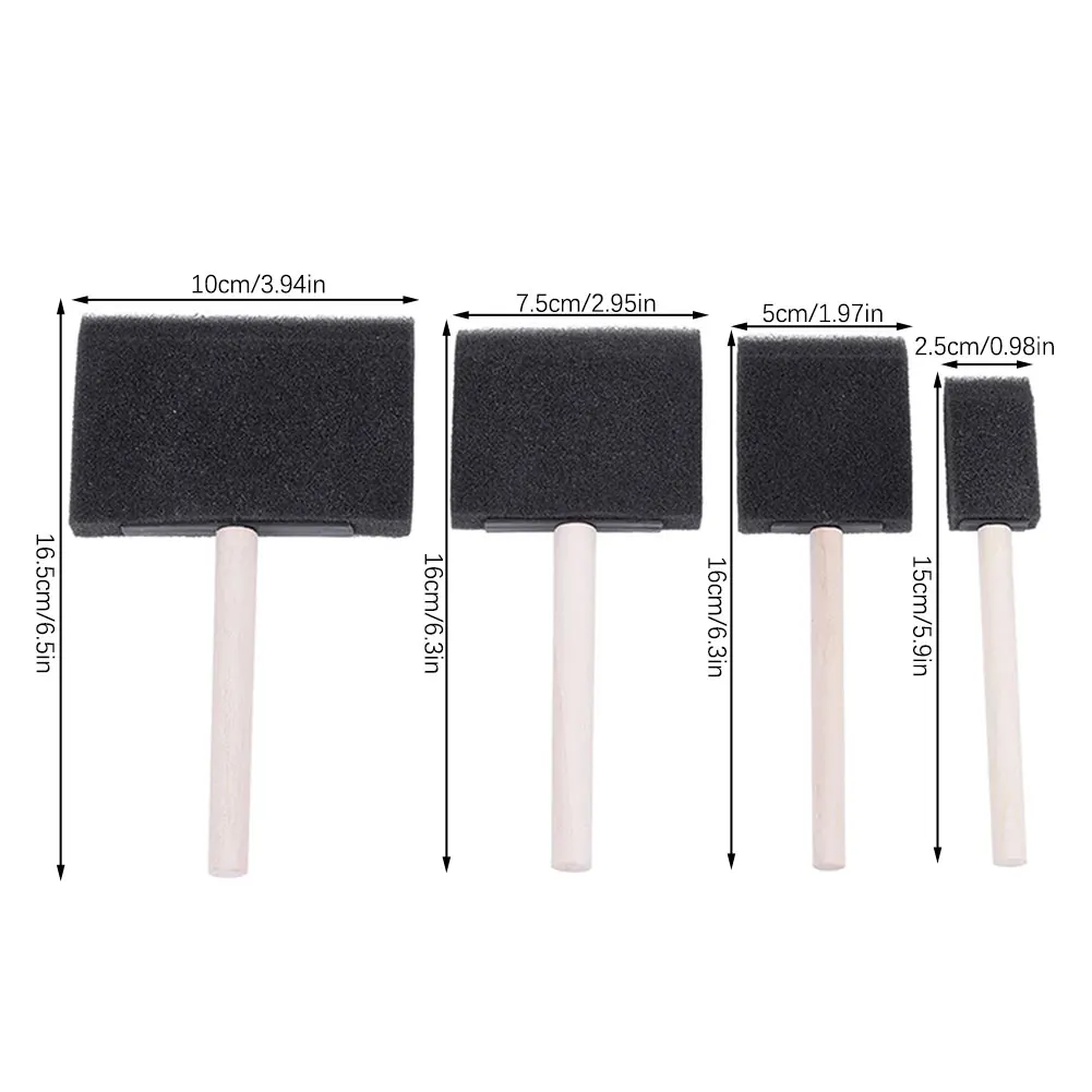 

4Pcs Sponge Foam Brush Set Paint Sponge Brush with Wooden Handle Easy to Clean for Painting Graffities