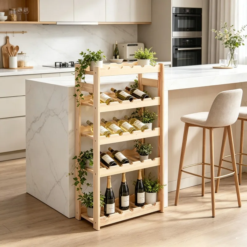 Flaschenregal für 30 Flaschen Pinède, geeignet für moderne Wohn- und Esszimmer.