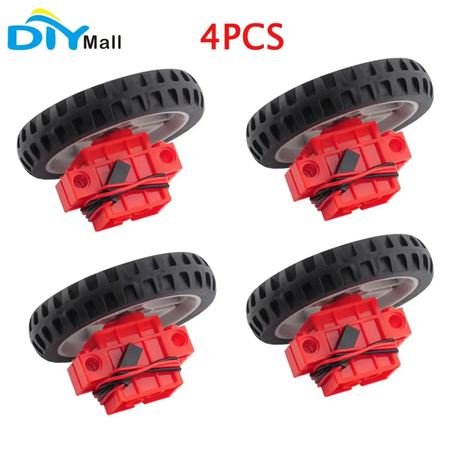 4Pcs Geekservo 360 Degree Programmable Red Motor+Cross Axle Wheels for DIY Micro:bit Robotbit for LEGOeds Building Bricks