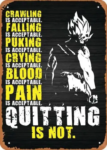 Anime Metal Poster Motivation figure tin sign Quitting Is Not Acceptable Decor